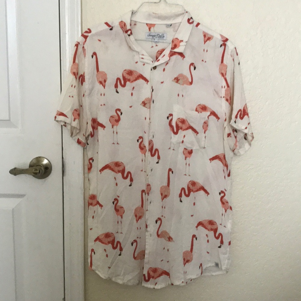 Flamingo button up t-shirt
